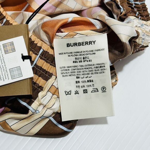 Burberry 100% Silk High Waist Pull On Shorts Multi Color Geometric Sz 4 NWT $820 - Picture 9 of 14